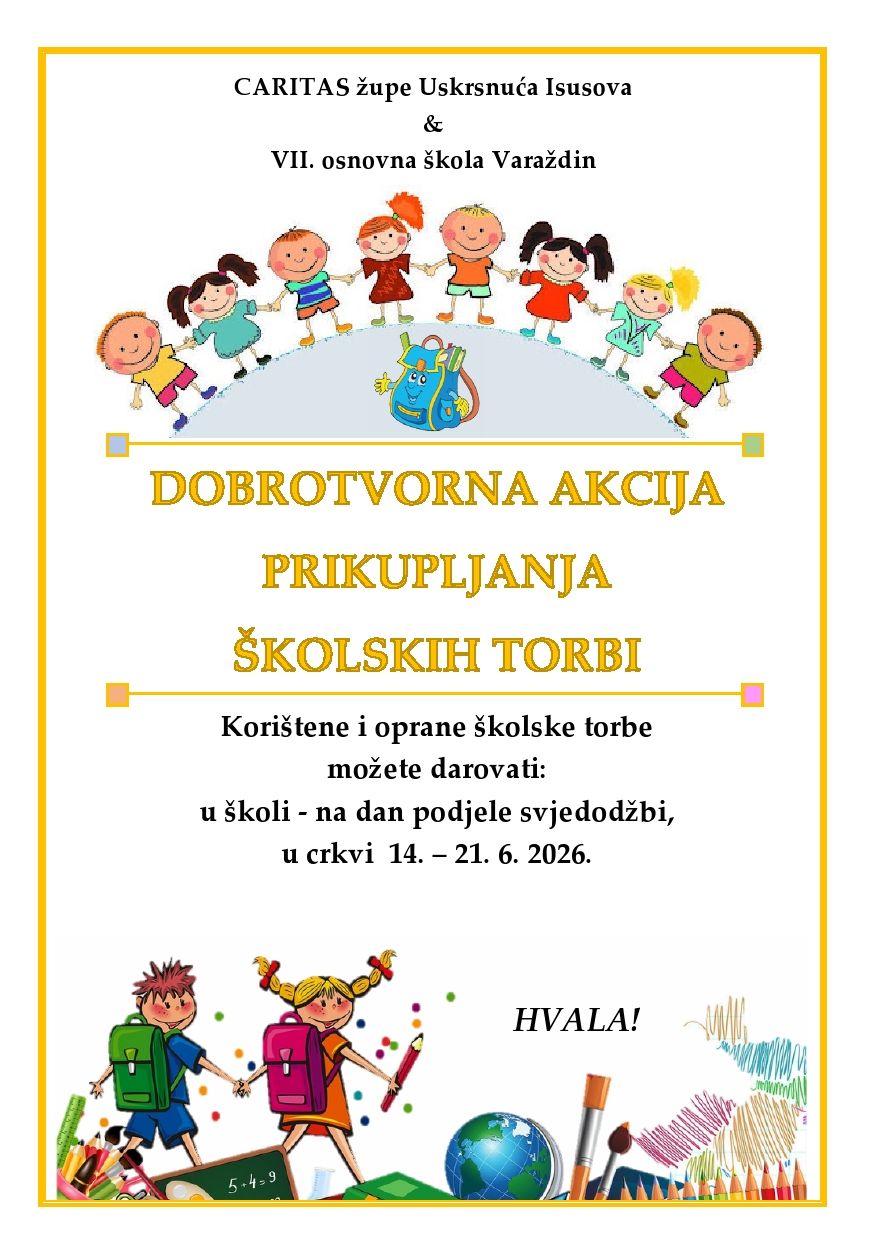 Humanitarna akcija Caritasa Župe Uskrsnuća Isusova, Kućan Marof i VII. osnovne škole Varaždin